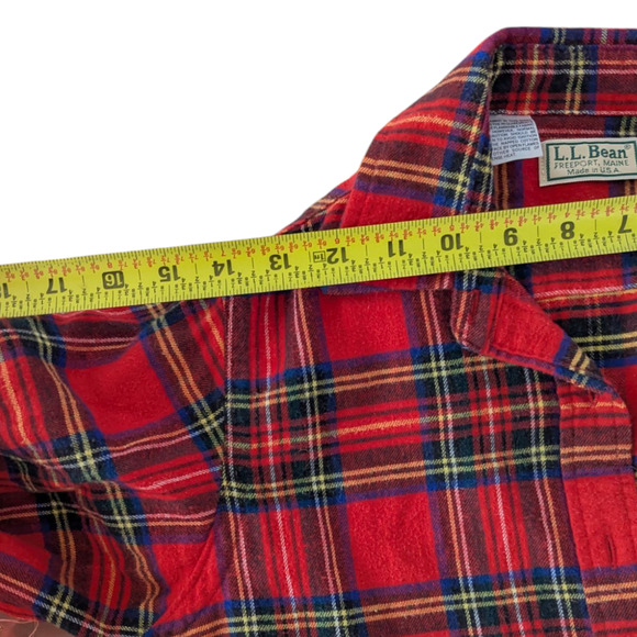 90's LL Bean Plaid Flannel Button-down Shirt ~ Women's Medium - Picture 6 of 8